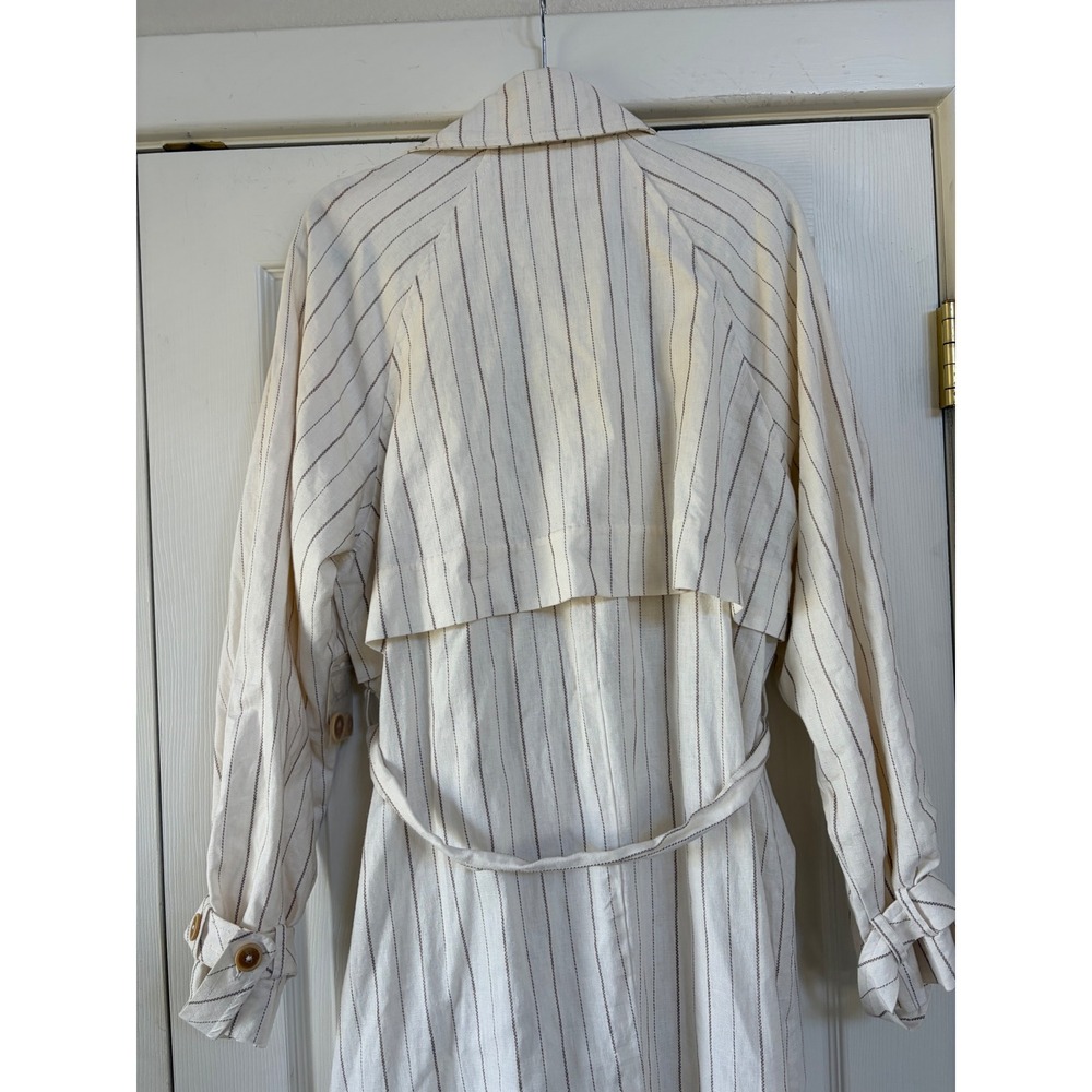 Free People We The Free Melia Mac striped linen-blend duster trench coaT medium - Picture 7 of 9